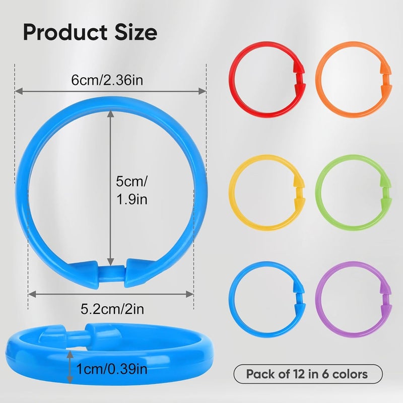 Ulable Premium Plastic Shower Curtain Rings Shower Shower Curtain Rings-12 Pack- Plastic Shower Curtain Hooks O-Shaped Rings (O-Shape,Rainbow,12Pcs) - Image 2